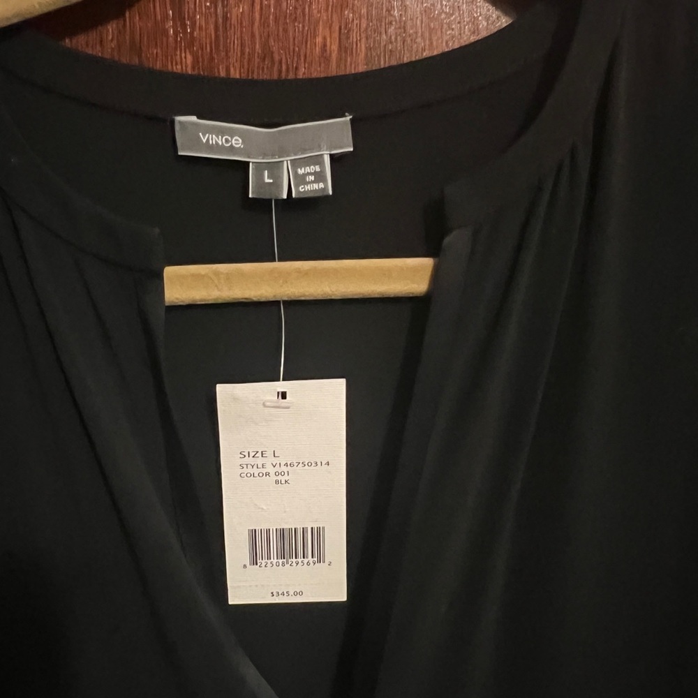 Vince Black satin trimmed dress